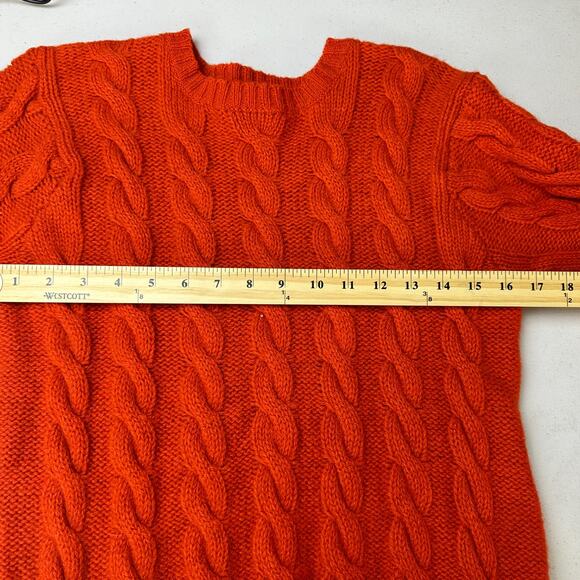 Brooks Brothers Chunky Cable‎ Knit Wool Pullover Sweater Orange Size Medium - Picture 4 of 8
